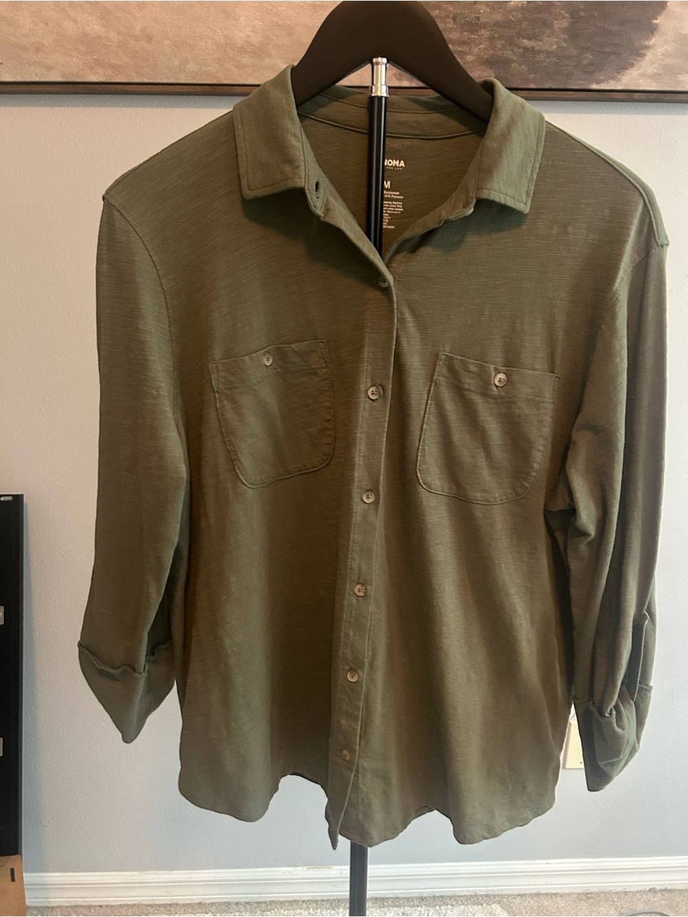 Sonoma Olive Green Button-Up Shirt